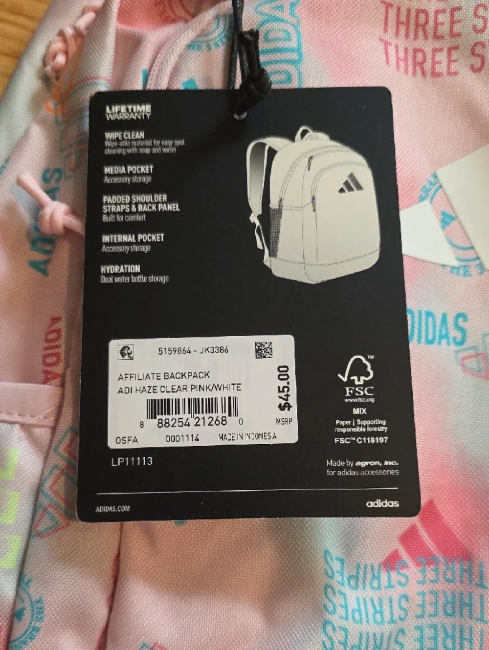 adidas ADI Haze Cear Pink/White Affiliate Backpack